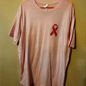 Bella Canvas Light Pink Tee with Red Ribbon